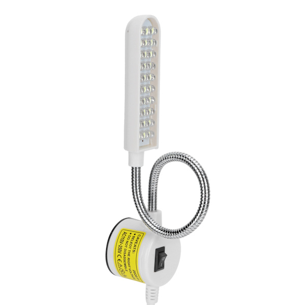 Rajatylittävän toiminnan asiantuntija: Ompelukoneen LED-lamppu, jossa on 30 helmeä, hanhenkaulavalaisin, magneettijalusta, EU-pistoke AC110-250V
