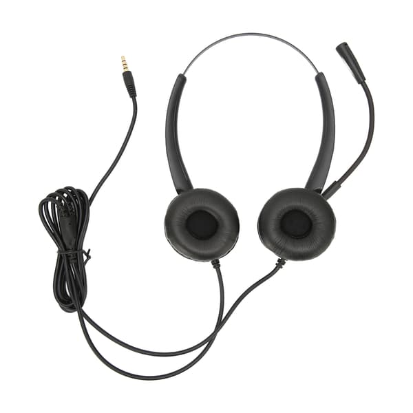 Intelligent støjreducerende callcenter-headset med 3,5 mm stik til telefon og pc