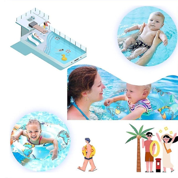 Baby Simning Float Ring för 3-36 månader Simbassäng tillbehör blue