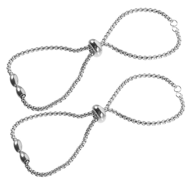 Chikke armbånd i rustfrit stål, justerbare til dekoration, 4 stk. Silver