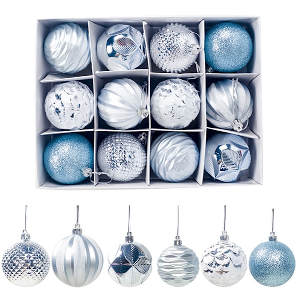 12 st julbollsprydnader för julgransdekoration 2,36" presentförpackning Blue