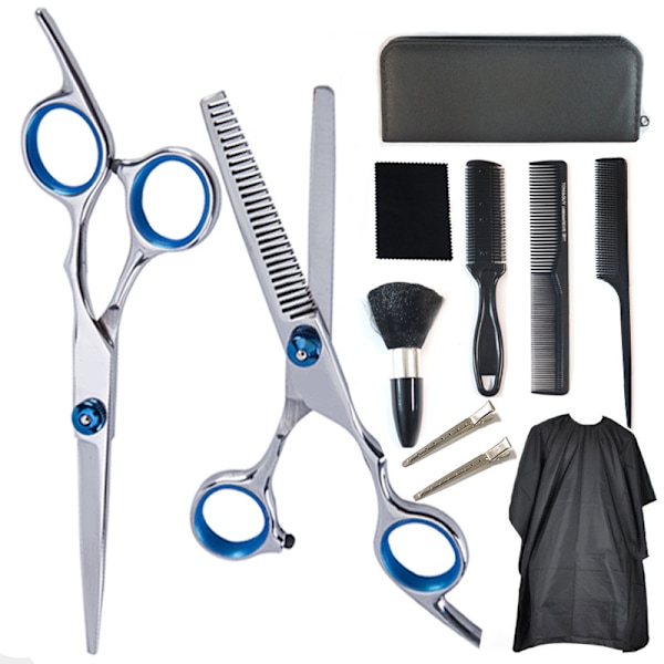 Hårklippande saxsatser, 11 st rostfria set Black Brush