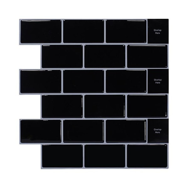 2 stk selvklebende svart murstein veggklistremerker 30cm bad kjøkken dekaler dekor