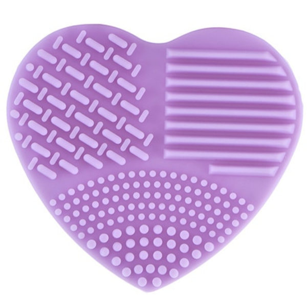 Färgglad hjärta Form rengöring Makeup borste rengöringsverktyg Purple