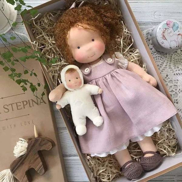 Waldorf Doll Plysch Baby Doll Handgjord plyschdocka med kläder style 16