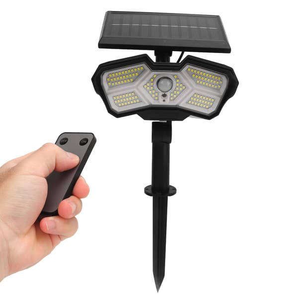 Solcelle-spotlights 2 moduser Vanntett 2400mAh 128LED for Utendørs Hjem Park