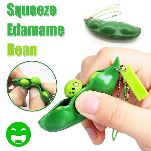 3 st Squeeze-a-bean Squishy Soybean Pendel Fidget Toys Nyckelring Bean