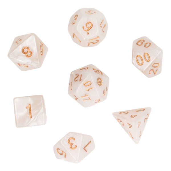 5 Set Multi Sided Dice Set Guldnummer Pärla Polyeder Tärningar för Interaktivt Spel Skolmaterial Vit