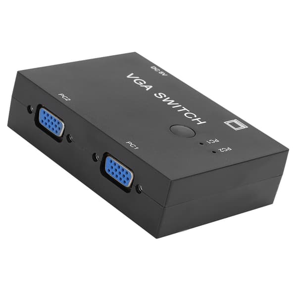 HD VGA Splitter 2 Port Switch Dual Skjerm Datatilbehør