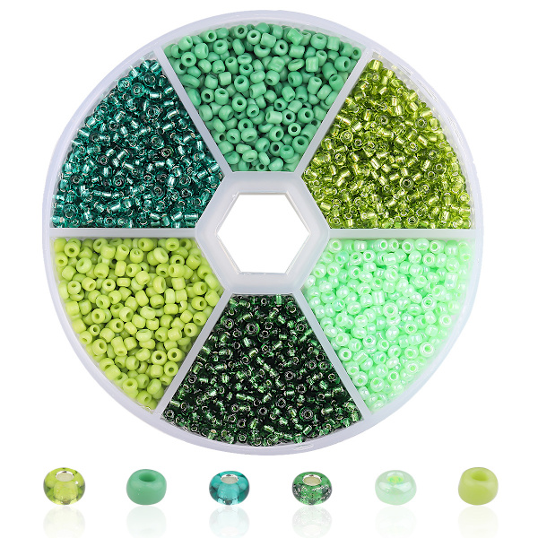 DIY Glas Hirs Beads 6 Färgkombination 2MM Green