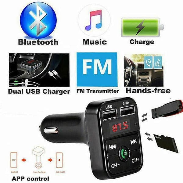 BIL BLUETOOTH FM-SENDER RADIO MP3 TRÅDLØS ADAPTERSÆT DOBBELT USB-OPLADER