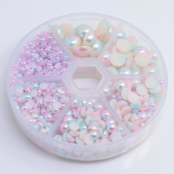 1 box halvrund plommonimitation pärla Abs Akryl Dome Cabochons A