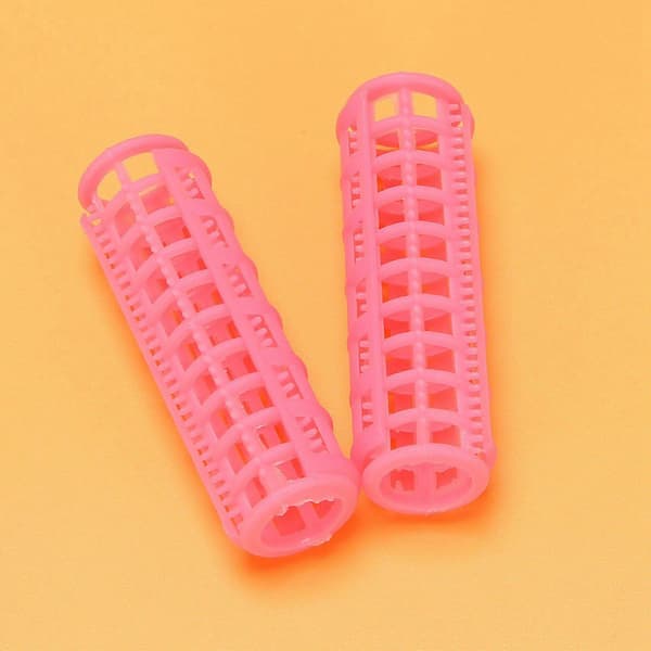 24 stk. lyserøde plastik DIY hårstyling-rullekrøllere med clips