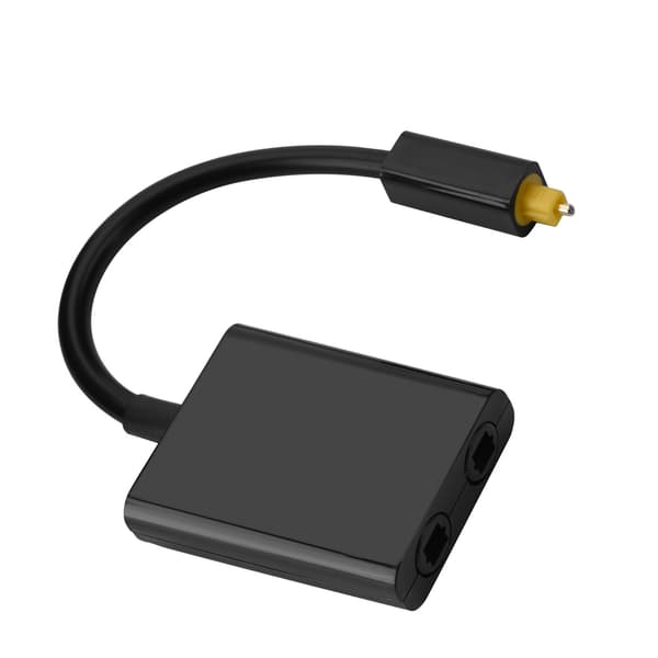 Svart Dual Port Toslink Optisk Audio Splitter 1 Input 2 Output