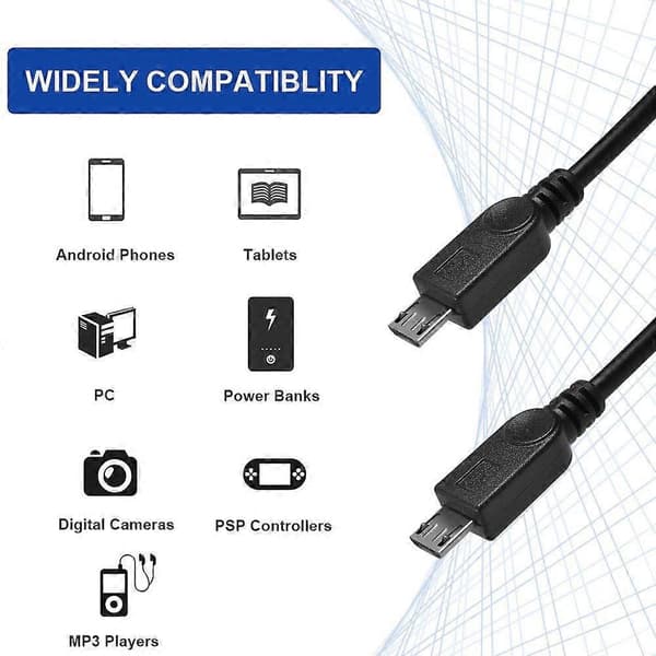USB 2.0 hann til 2 mikro-USB hannkabel, lengde: ca. 30 cm