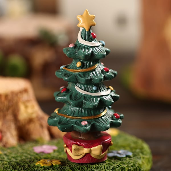 Festlig Gaveeske med Juletre i Resin for Akvariedekorasjon og Landskapsforming