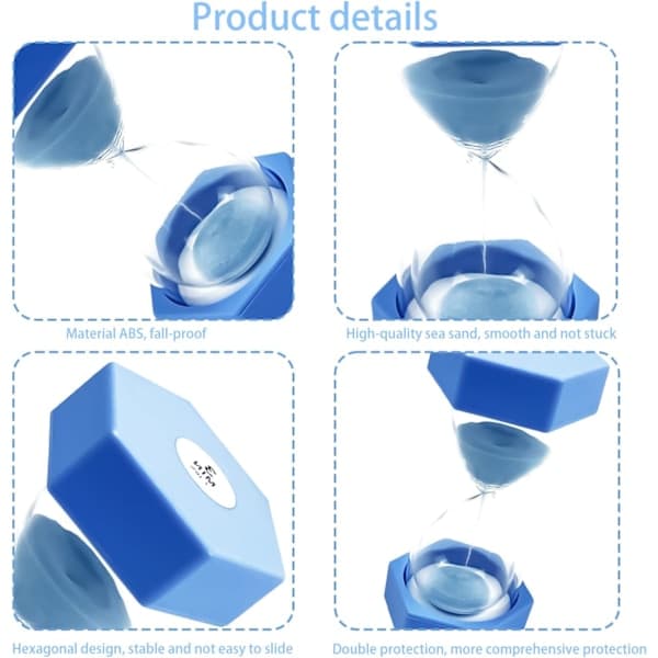 【DENGTU】Timeglas, Sandtimer, Timeglas Børn Timeglas Timer Timeglas Sæt Farverigt Sandur Køkkentimer Blå Blue 3 min