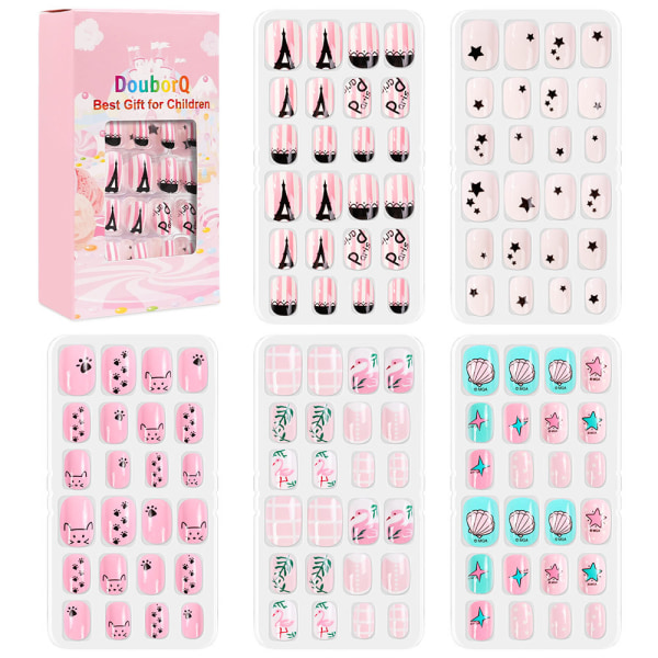 120 stycken/set Barnsöta lösnaglar Fulltäckande Nail Tips DIY style 9