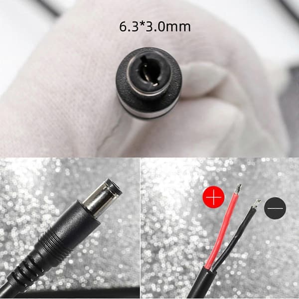 DC6330 hanstik til bar ledning kabel DC6330 strømkabel til strømforsyning i computere 2x0.75mm² ledning [dt]