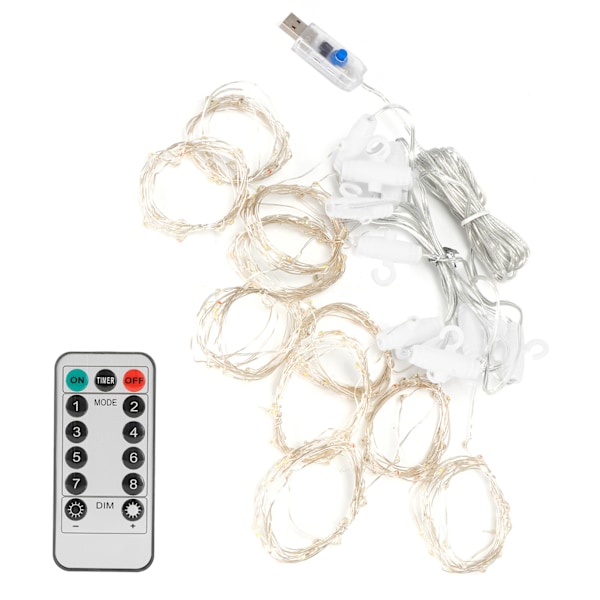 USB 280 LED Lyslenke med 8 Moduser - Dekorative Gardinlys for Soverom