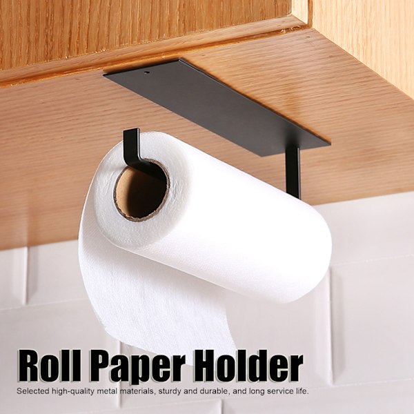 Matt Svart Selvklebende Papirhåndkleholder og Toalettpapirholder for Bad og Kjøkken