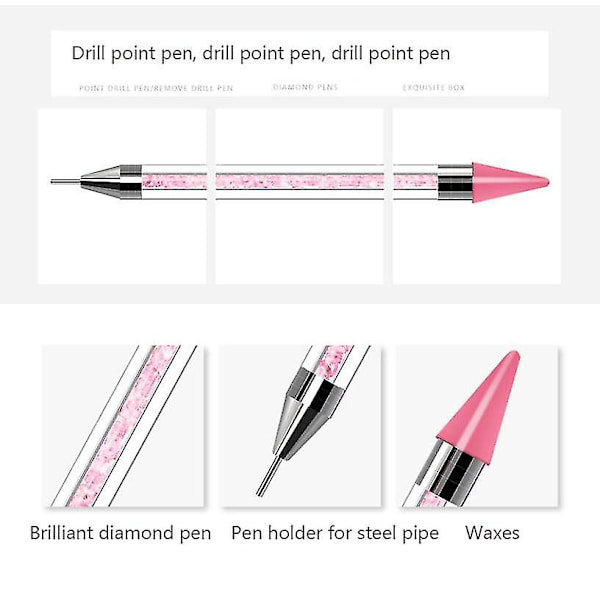 Dubbeländad nail art punktborrkrita Fuchsia