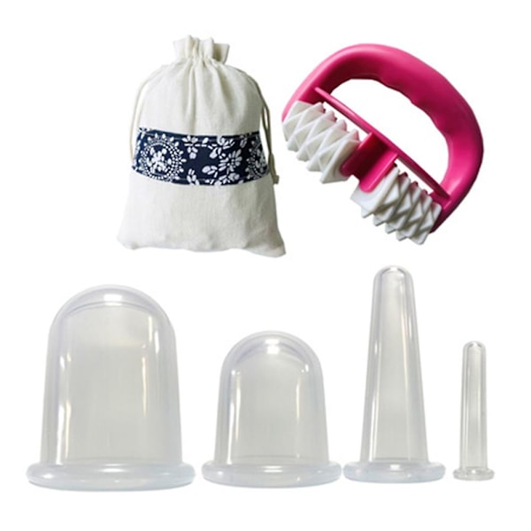 4st vakuumkoppar massagerulle set pink