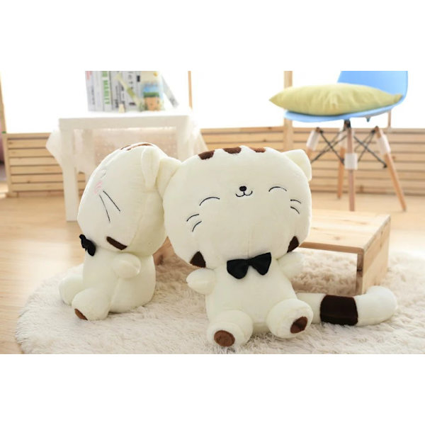 Big Face Cat Plyschleksaksdocka White smile 35cm