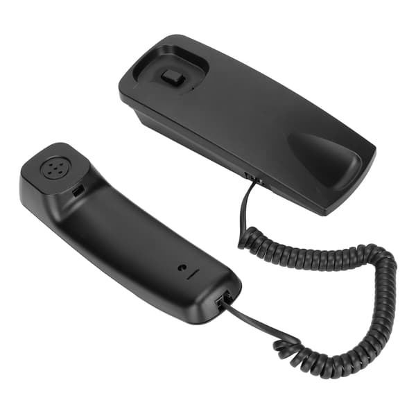 Fastnettelefon til væg med LCD-skærm og nummerpræsentation, sort