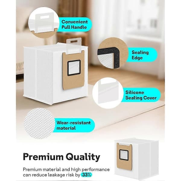 12-pack E25 E28 dammsugarpåsar kompatibla med Eufy Omni Robotdammsugare E25 E28, 4-lagers filtreringssystem