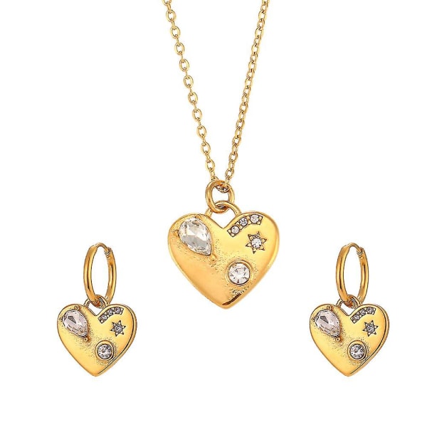 hjärta form smycken set pärla zirconia kärlek hjärta