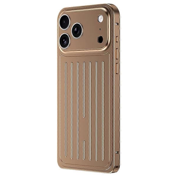 Kompatibelt etui til iPhone 17 Pro Max med søhestespænde, bagagedesign, telefonetui i aluminiumslegering Gold