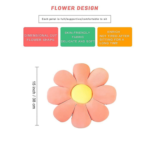 Tusenfryd Blomsterformet gulvputepute, hjemmedekorativ tusenfryd Sittepute Plysj utstoppet stolpute for soverom Stue Style 1