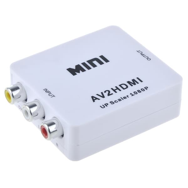 AV TIL 1080p HDMI-adapter - (3x RCA) NTSC / PAL-kompatibel White white
