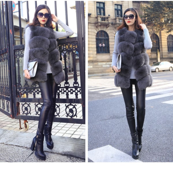 LadieWinteVesFuJackeFauFuJackeAutumBlazer Grey 5XL