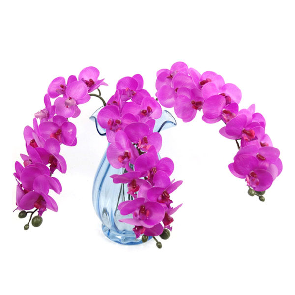 Kunstig Hvit Phalaenopsis Orkide Stilk - 8 Små Blomster, Blomsterdekorasjon i Plast