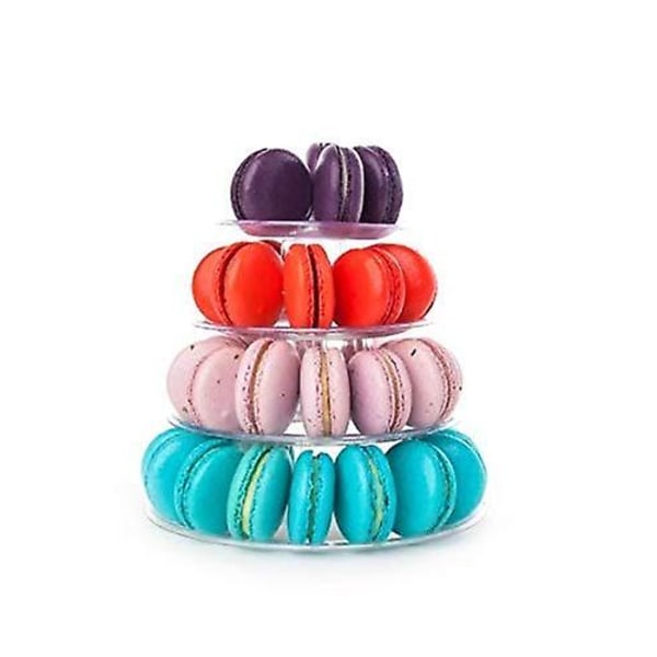 4-lagers Runda Macaron Tower Tårtställ Macaron Displayställ