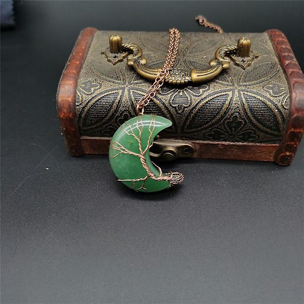 Tree OfLife Crescent Halsband Kvinnor Crystal Pendant smycken present