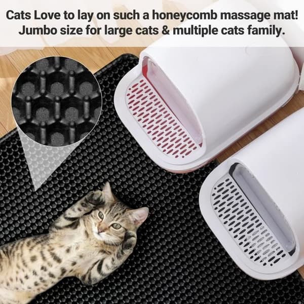 Kattlådematta - Extra stor - 90 x 60 cm - Vattentät - Bikakedesign