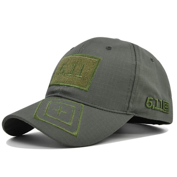 Justerbar militær patches broderet baseball cap til udendørs sport i army grøn