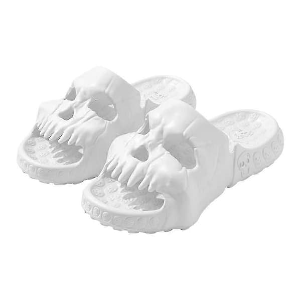 Färgglada EVA Skull Sandaler Lätta Halkfria Tofflor för Hem och Badrum Vit White 40 41