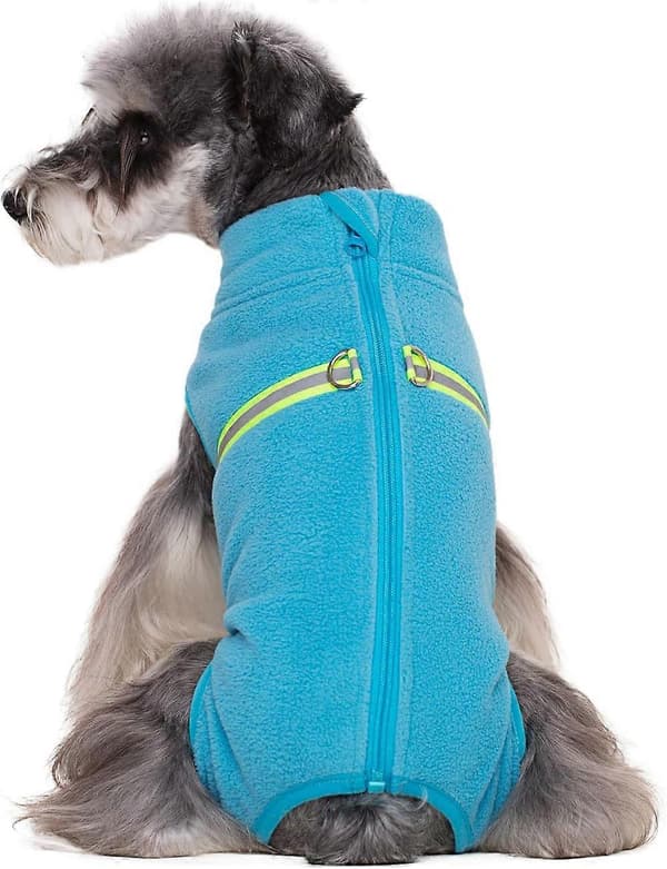 【DENGTU】Polarfleecejakke til hunde, heldragt, hundedragt med D-ring, reflekterende heldragt Blue