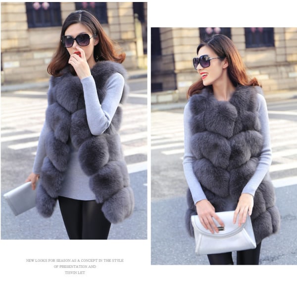 LadieWinteVesFuJackeFauFuJackeAutumBlazer Grey 5XL