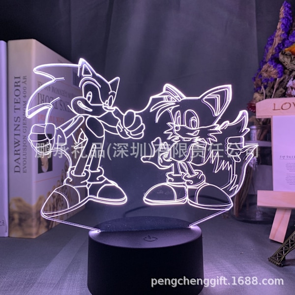 Sonic 3D Night Light LED Färgglada färgskiftande Colorful crack base YX36