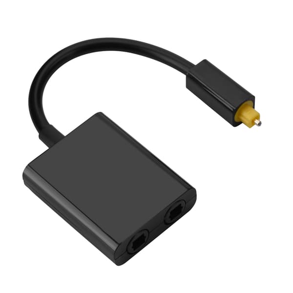 Svart Dual Port Toslink Optisk Audio Splitter 1 Input 2 Output