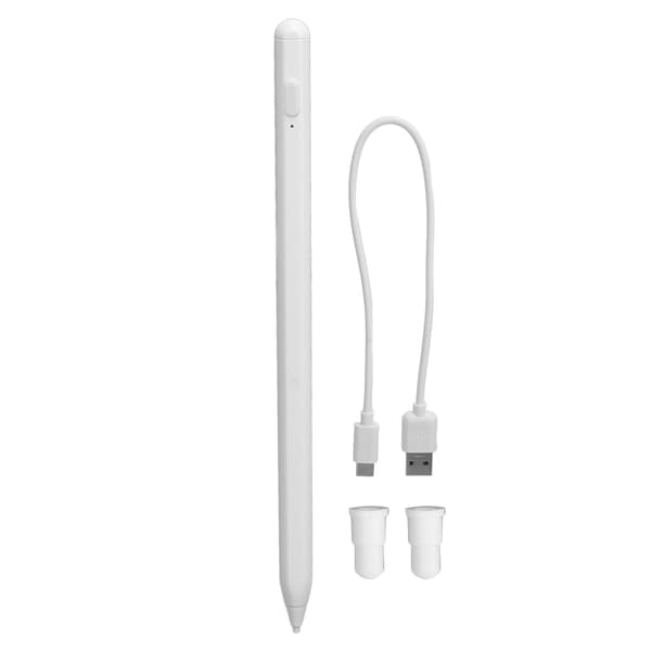 Fine Point Smart Stylus Pen med 2 spidser til iOS- og Android-tablets - Hvid