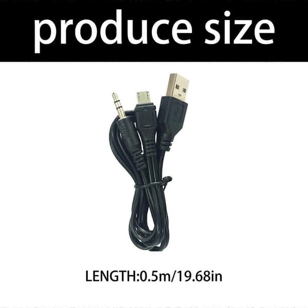 PVC MicroUSB 5Pin til 3,5 mm Aux og USB Strømsplitterkabel til Elektronikforbindelser Flerfarvet 2pc