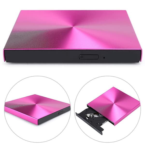 [DT]Dvd Cd-brenner Usb 3.0 Ekstern Brenner Leser Spiller Opptaker Driver For Bærbar PC Rose Rød
