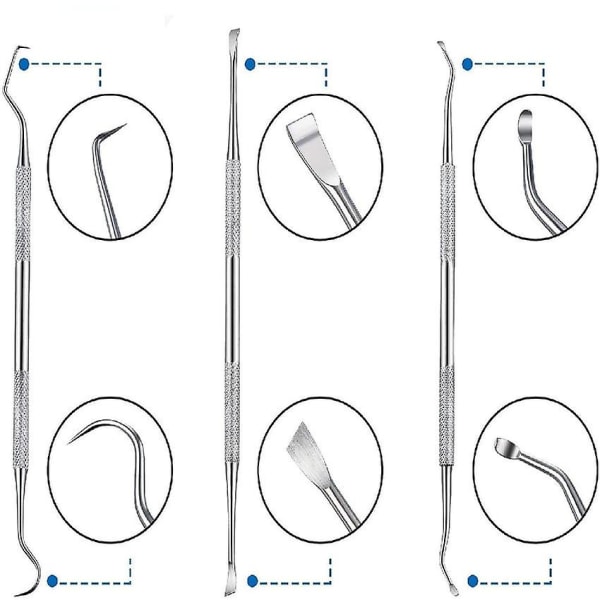 Plakfjerner til tænder, 3pc tandværktøjssæt til tandrensning