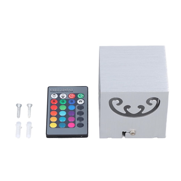 360° RGB Aluminium LED Vegglampe med Hul Design, 3W Lampe, 24-Tasters Kontroll for Soverom (85-277V)